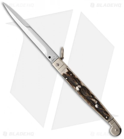 AGA Campolin 9" Sicilian Ring Pull Automatic Knife Stag Horn (4.1" Satin) 1 AGA Campolin 9" Sicilian Ring Pull Automatic Knife Stag Horn (4.1" Satin)