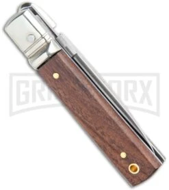 AGA 6" Mini Classic Lever Lock Cocobolo Wood Automatic Knife - Satin Plain -Aga Campolin AGA 6in Mini Classic LL Cocobolo Wood Auto Satin GX 36837 jr side large