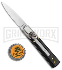 AGA Mini Classic Lever Lock Ebony Wood Automatic Knife (6' Satin) -Aga Campolin AGA 6in Mini Classic LL Ebony Wood Auto Satin GX 37458 jr bottlecap large