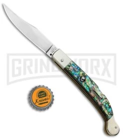 AGA Campolin Sahara Abalone Italian Stiletto Automatic Knife - Mirror Plain -Aga Campolin AGA Camplin 9in Sahara Italian Stiletto LB Auto Abalone Mirror BHQ 90702 jr bottlecap large
