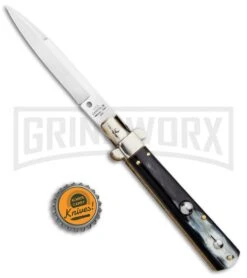 AGA Campolin 10" Brazilian Horn Frosolone Stiletto Automatic Knife - Bayonet -Aga Campolin AGA Campolin 10in Brazilian Horn Frosolone Stiletto Auto Bayo GX 29289 jr bottlecap large