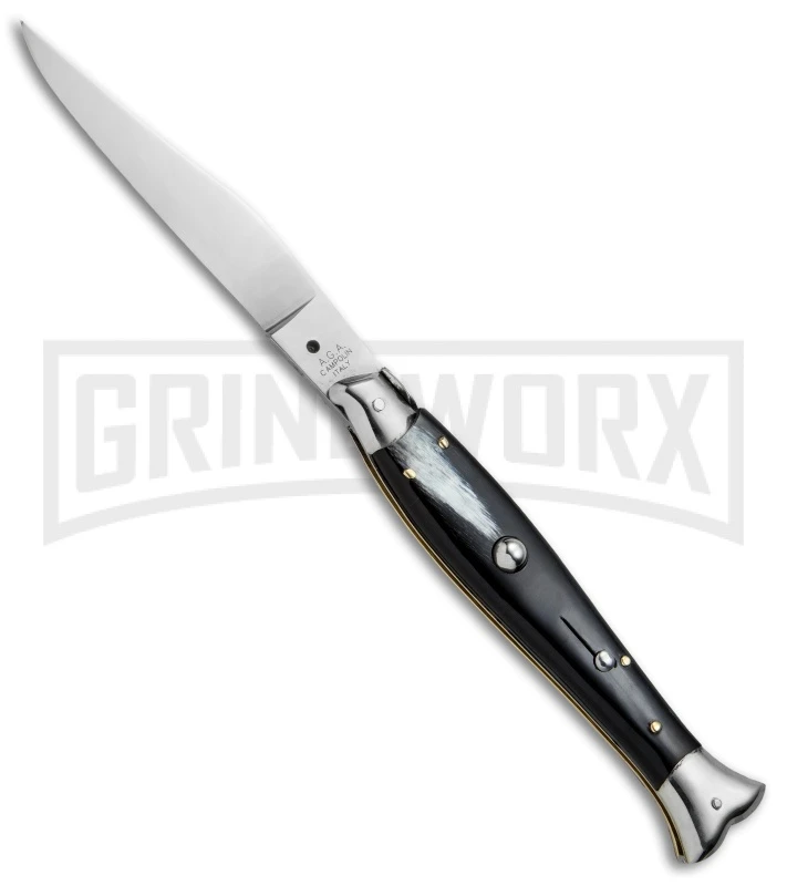AGA Campolin 10" Brazil Horn Fishtail Picklock Automatic Knife - Polish Plain 1 AGA Campolin 10" Brazil Horn Fishtail Picklock Automatic Knife - Polish Plain