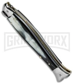 AGA Campolin 10" Brazil Horn Fishtail Picklock Automatic Knife - Polish Plain 6 AGA Campolin 10" Brazil Horn Fishtail Picklock Automatic Knife - Polish Plain -Aga Campolin AGA Campolin 10in Fishtail Picklock Italian BP 20096 jr side large