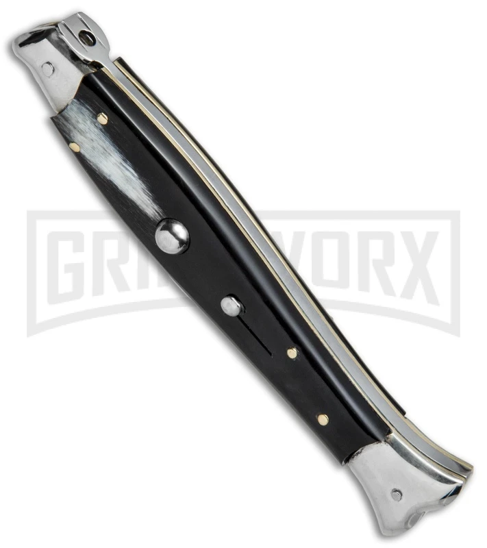 AGA Campolin 10" Brazil Horn Fishtail Picklock Automatic Knife - Polish Plain 2 AGA Campolin 10" Brazil Horn Fishtail Picklock Automatic Knife - Polish Plain - Image 2