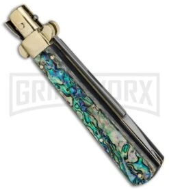 AGA Campolin 10" Abalone Frosolone Stiletto Automatic Knife - Bayonet -Aga Campolin AGA Campolin 10in Frosolone Bayo Stiletto Abalone Polish BHQ 71498 jr side large