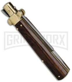 AGA Campolin 10" Cocobolo/Brass Frosolone Stiletto Automatic Knife - Bayonet -Aga Campolin AGA Campolin 10in Frosolone Bayo Stiletto Cocobolo Brass Polish BP 28945 jr side large