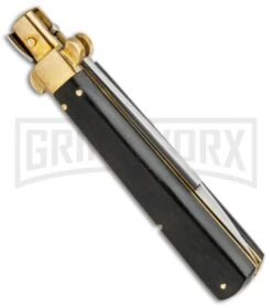 AGA Campolin 10" Italian Frosolone Picklock Brass/Ebony Automatic Knife - Bayo -Aga Campolin AGA Campolin 10in Italian Frosolone Picklock Brass Ebony AutoKnife Bayo GX 32102 jr side large