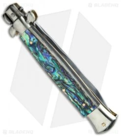 AGA Campolin 10" Italian Stiletto Automatic Abalone (4.5" Satin Kriss) -Aga Campolin AGA Campolin 10in Stiletto Abalone Satin Kriss BP 19132 jr side