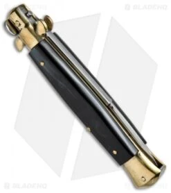 AGA Campolin 10" Italian Stiletto Picklock Automatic Brass/Ebony (4.5" Bayonet) 5 AGA Campolin 10" Italian Stiletto Picklock Automatic Brass/Ebony (4.5" Bayonet) -Aga Campolin AGA Campolin 10in Stiletto Ebony Bayo BP 19128 jr side