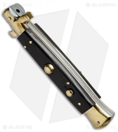 AGA Campolin 10" Italian Stiletto Picklock Automatic Brass/Ebony (4.5" Kriss) 2 AGA Campolin 10" Italian Stiletto Picklock Automatic Brass/Ebony (4.5" Kriss) - Image 2