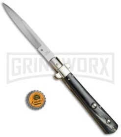 AGA Campolin 11" Stiletto Brazilian Horn Ltd. Edition Automatic Knife - Bayonet -Aga Campolin AGA Campolin 11in Frosolone Pick Lock Stiletto Brazilian Horn BHQ 23370 jr bottlecap large