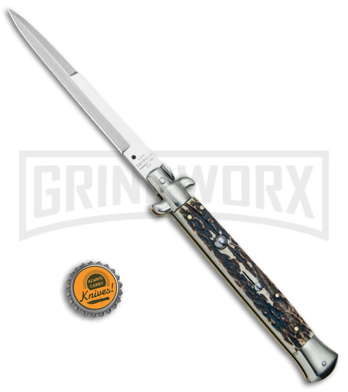 AGA Campolin 11" 2017 Italian Picklock Stag Automatic Knife - Bayonet 4 AGA Campolin 11" 2017 Italian Picklock Stag Automatic Knife - Bayonet - Image 4