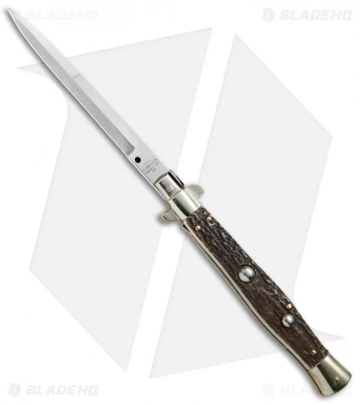AGA Campolin 11" Picklock Automatic Italian Stiletto Stag Horn (5"Satin) 2018 1 AGA Campolin 11" Picklock Automatic Italian Stiletto Stag Horn (5"Satin) 2018