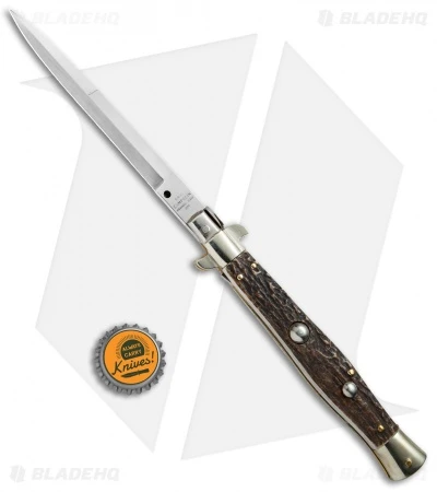 AGA Campolin 11" Picklock Automatic Italian Stiletto Stag Horn (5"Satin) 2018 5 AGA Campolin 11" Picklock Automatic Italian Stiletto Stag Horn (5"Satin) 2018 - Image 5