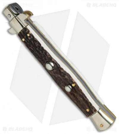 AGA Campolin 11" Picklock Automatic Italian Stiletto Stag Horn (5"Satin) 2018 2 AGA Campolin 11" Picklock Automatic Italian Stiletto Stag Horn (5"Satin) 2018 - Image 2