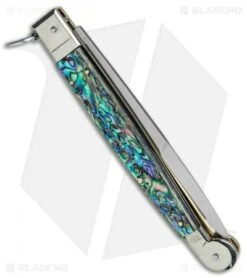 AGA Campolin 9" Sicilian Ring Pull Automatic Knife Abalone (5.5" Satin Bayo) -Aga Campolin AGA Campolin 12in Sicilian Lever Lock Ring Pull Abalone Bayonet BP 27798 jr side