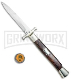 AGA Campolin 13" Stiletto Bat Swinguard Cocobolo Automatic Knife - Bayo -Aga Campolin AGA Campolin 13in Bat Swinguard Auto Cocobolo Satin Bayo BHQ 77552 jr bottlecap large