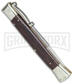 AGA Campolin 13" Stiletto Swinguard Cocobolo Wood Automatic Knife - Bayonet 6 AGA Campolin 13" Stiletto Swinguard Cocobolo Wood Automatic Knife - Bayonet -Aga Campolin AGA Campolin 13in Swingaurd Auto Cocobolo Satin Bayo BHQ 77551 jr side large