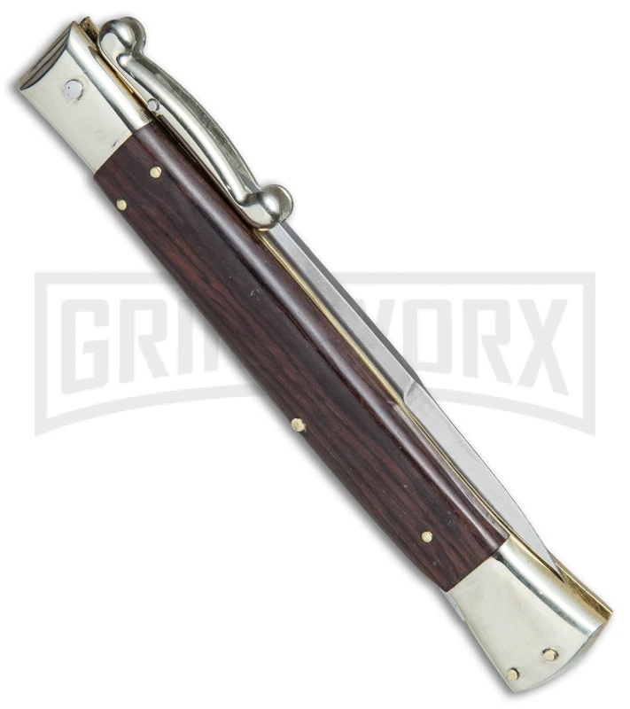 AGA Campolin 13" Stiletto Swinguard Cocobolo Wood Automatic Knife - Bayonet 3 AGA Campolin 13" Stiletto Swinguard Cocobolo Wood Automatic Knife - Bayonet - Image 3