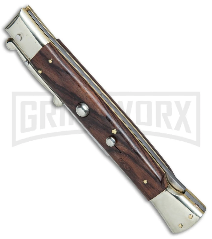 AGA Campolin 13" Stiletto Swinguard Cocobolo Wood Automatic Knife - Bayonet 2 AGA Campolin 13" Stiletto Swinguard Cocobolo Wood Automatic Knife - Bayonet - Image 2
