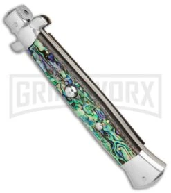 AGA Campolin 15" Italian Abalone Automatic Knife - Bayonet -Aga Campolin AGA Campolin 15in Auto Italian Stiletto Abalone 7in satin BHQ 87415 er spine large