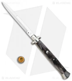 AGA Campolin 18" Italian Stiletto Knife Dark Horn (8" Satin Bayonet) -Aga Campolin AGA Campolin 18in Stiletto Dark Horn Satin Bayo BHQ 104096 jr bottlecap