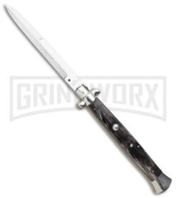 A.G.A. Campolin 18" Dark Horn Italian Stiletto Auto Knife - Bayonet