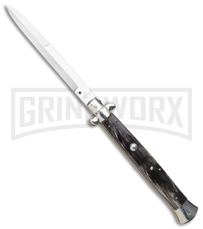 A.G.A. Campolin 18" Dark Horn Italian Stiletto Auto Knife - Bayonet 1 A.G.A. Campolin 18" Dark Horn Italian Stiletto Auto Knife - Bayonet
