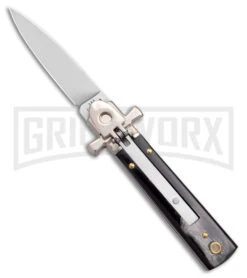 A.G.A. Campolin 6" Dominus Horn Leverlock Automatic Knife - Satin