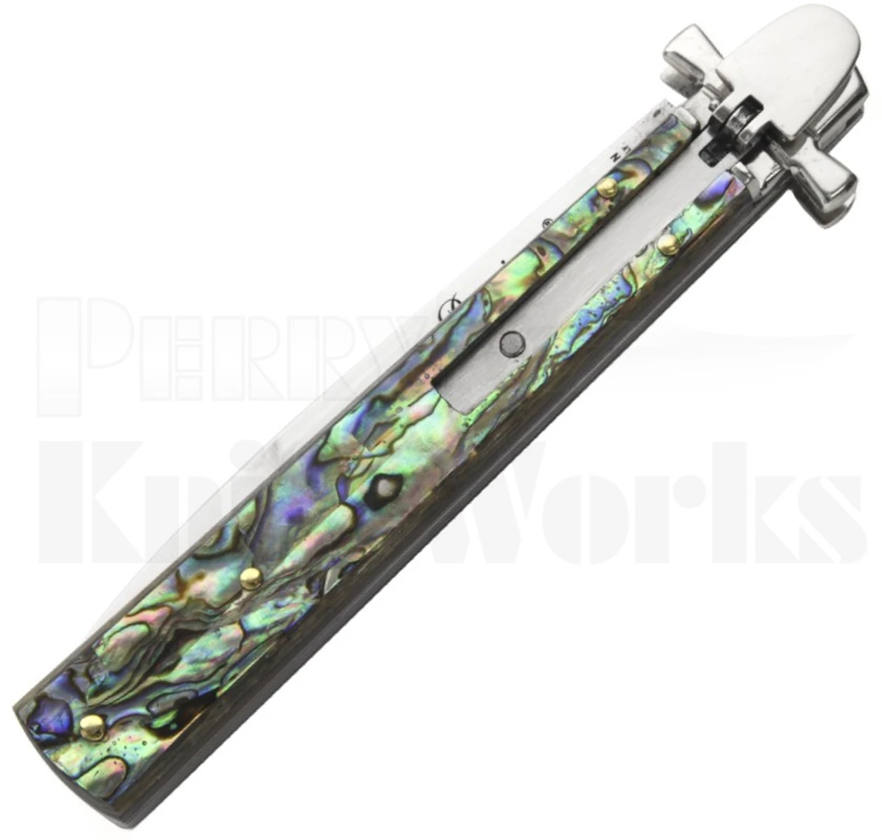 AGA Campolin 9" Dominus Leverlock Automatic Knife Abalone (4" Satin) 2 AGA Campolin 9" Dominus Leverlock Automatic Knife Abalone (4" Satin) - Image 2