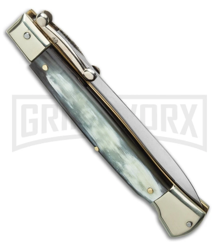 AGA Campolin 9" Italian Stiletto Swinguard Dark Horn Automatic Knife - Dagger 3 AGA Campolin 9" Italian Stiletto Swinguard Dark Horn Automatic Knife - Dagger - Image 3