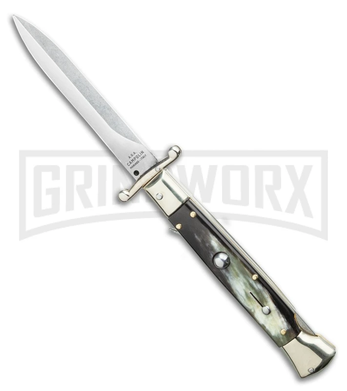 AGA Campolin 9" Italian Stiletto Swinguard Dark Horn Automatic Knife - Dagger 1 AGA Campolin 9" Italian Stiletto Swinguard Dark Horn Automatic Knife - Dagger