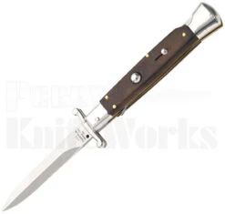 AGA Campolin 9" Stiletto Automatic Swinguard Knife Cocobolo (4" Satin)