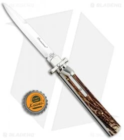 AGA Campolin 9" Dominus Leverlock Automatic Knife Stag (4" Satin) 7 AGA Campolin 9" Dominus Leverlock Automatic Knife Stag (4" Satin) -Aga Campolin AGA Campolin 9in Dominus LL Auto Stag Satin GO DOM23 HB BHQ 97992 jr bottlecap