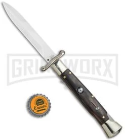AGA Campolin 9" Italian Stiletto Swinguard Dark Horn Automatic Knife - Bayonet 7 AGA Campolin 9" Italian Stiletto Swinguard Dark Horn Automatic Knife - Bayonet -Aga Campolin AGA Campolin 9in Italian Stiletto Dark Horn Auto Bayo GX 11091 jr bottlecap large
