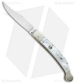 AGA Campolin 9" Sahara Italian Stiletto Lockback Automatic Pearlex (3.8" Mirror)