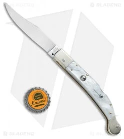 AGA Campolin 9" Sahara Italian Stiletto Lockback Automatic Pearlex (3.8" Mirror) -Aga Campolin AGA Campolin 9in Sahara Italian Stiletto LB Pearlex Mirror BHQ 74049 jr bottlecap