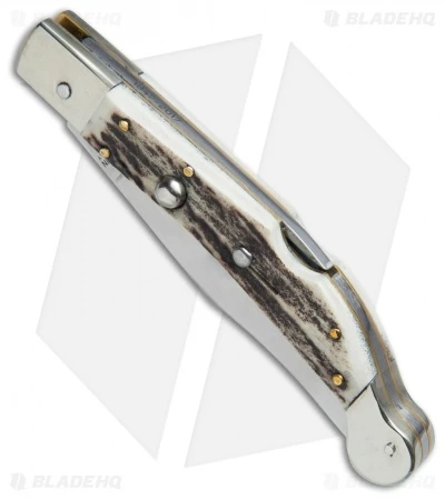 AGA Campolin 9" Sahara Italian Stiletto Lockback Automatic Stag (3.8" Mirror) 2 AGA Campolin 9" Sahara Italian Stiletto Lockback Automatic Stag (3.8" Mirror) - Image 2