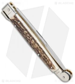 AGA Campolin 9" Sicilian Picklock Auto Sillito Knife Stag (4.1" Satin Bayo) -Aga Campolin AGA Campolin 9in Sicilian Picklock Auto Stag Horn Satin Bayo BHQ 81940 jr side