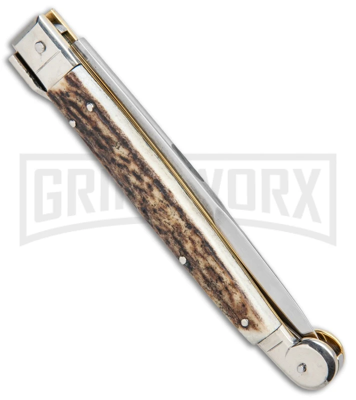 A.G.A. Campolin 9" Sicilian Stag Picklock Auto Sillito Knife - Bayonet 3 A.G.A. Campolin 9" Sicilian Stag Picklock Auto Sillito Knife - Bayonet - Image 3