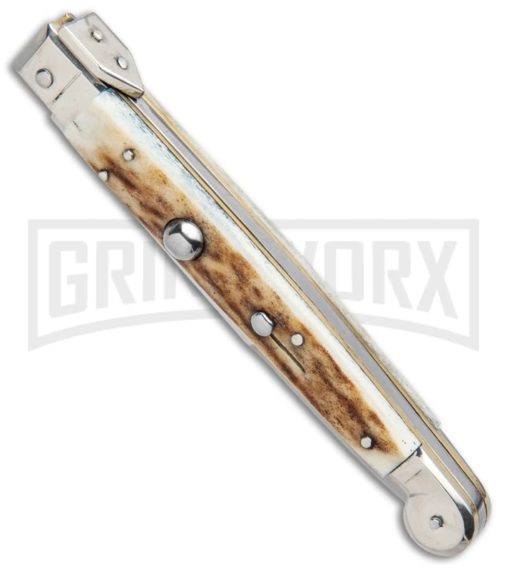 A.G.A. Campolin 9" Sicilian Stag Picklock Auto Sillito Knife - Bayonet 2 A.G.A. Campolin 9" Sicilian Stag Picklock Auto Sillito Knife - Bayonet - Image 2