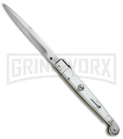 A.G.A. Campolin 9" Sicilian White Pearlex Picklock Automatic Knife - Bayonet