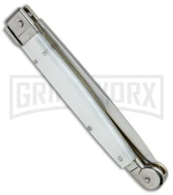 A.G.A. Campolin 9" Sicilian White Pearlex Picklock Automatic Knife - Bayonet -Aga Campolin AGA Campolin 9in Sicilian White Pearlex Picklock Bayo BP 19446 jr side large