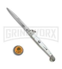 A.G.A. Campolin 9" Sicilian Ring Pull White Pearlex Automatic Knife - Bayonet -Aga Campolin AGA Campolin 9in Sicilian White Pearlex Ring Pull Bayo BP 19445 jr bottlecap large