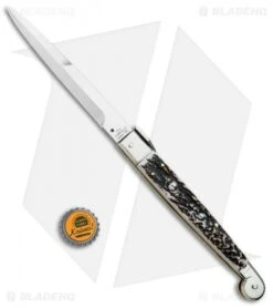 A.G.A. Campolin 12" Sicilian Picklock Bayo Automatic Knife Stag (5.5" Satin) -Aga Campolin AGA Campolin Brazilian Stag Sicilian Picklock Bayo BP 16455 jr bottlecap