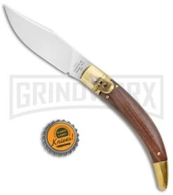 AGA Campolin Diana Wood Lever Lock Automatic Brass/Wood Knife - 3.75 Satin -Aga Campolin AGA Campolin Diana LL Auto Brass Wood Satin BHQ 135444 jr bottlecap large