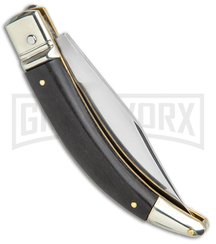 AGA Campolin Diana Ebony Lever Lock Automatic Knife - Satin Plain 3 AGA Campolin Diana Ebony Lever Lock Automatic Knife - Satin Plain - Image 3