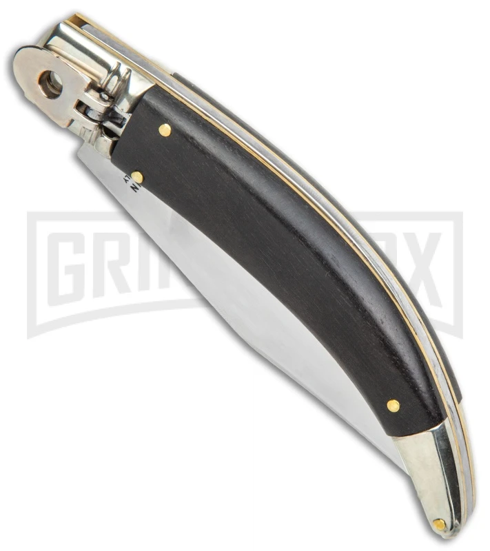 AGA Campolin Diana Ebony Lever Lock Automatic Knife - Satin Plain 2 AGA Campolin Diana Ebony Lever Lock Automatic Knife - Satin Plain - Image 2
