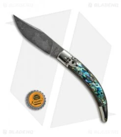 AGA Campolin Diana Lever Lock Automatic Knife Abalone (3.75" Damascus) -Aga Campolin AGA Campolin Diana LL Damascus Abalone BHQ 67442 jr bottlecap
