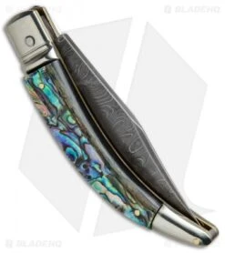 AGA Campolin Diana Lever Lock Automatic Knife Abalone (3.75" Damascus) -Aga Campolin AGA Campolin Diana LL Damascus Abalone BHQ 67442 jr side